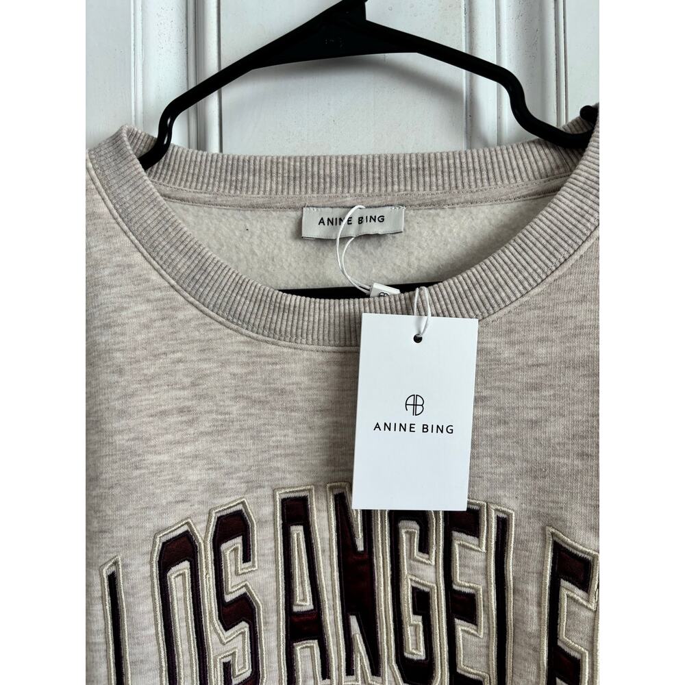 NWT Anine Bing Harry shrunken sweatshirt Oatmeal sie XL - Picture 3 of 6